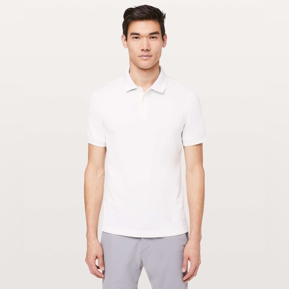 Lululemon Tech Pique Polo Golf Shirt in White, size Large